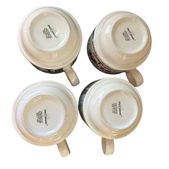 Grace Teaware Fine Porcelain Stackable Teacups Set of Four with Stand - Picture 2 of 8